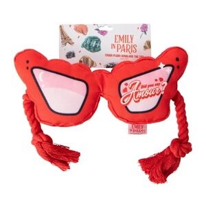 Netflix Emily In Paris Red Fashion Sunglasses Pet Plush Dog Toy
